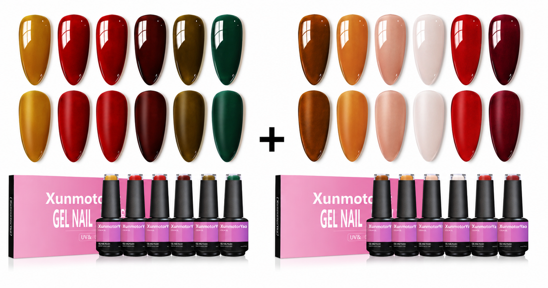 Two HENGYUAOLER 6-color gel polish sets with 12 colors