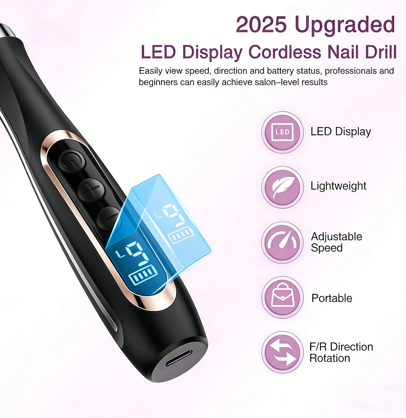 HENGYUAOLER 6th Gen Professional Cordless Nail Drill