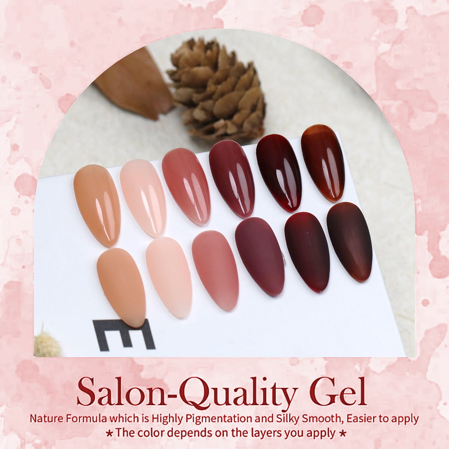 HENGYUAOLER Gel Nail Polish Set - 6 Autumn Nudes & Berry Reds Collection, Salon-Grade Soak Off UV/LED Gel Polish Kit (8ml/0.27 fl.oz)