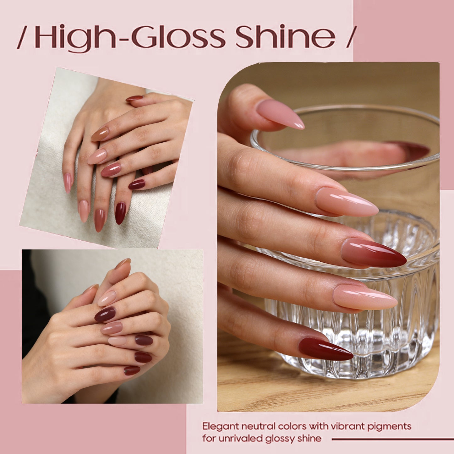HENGYUAOLER Gel Nail Polish Set - 6 Autumn Nudes & Berry Reds Collection, Salon-Grade Soak Off UV/LED Gel Polish Kit (8ml/0.27 fl.oz)