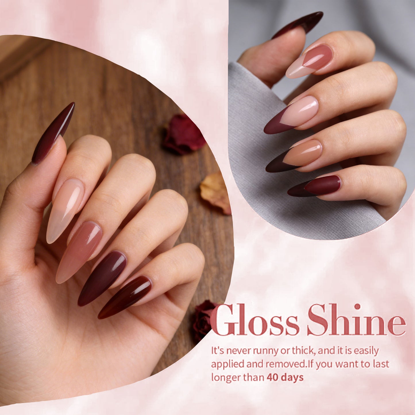 HENGYUAOLER Gel Nail Polish Set - 6 Autumn Nudes & Berry Reds Collection, Salon-Grade Soak Off UV/LED Gel Polish Kit (8ml/0.27 fl.oz)