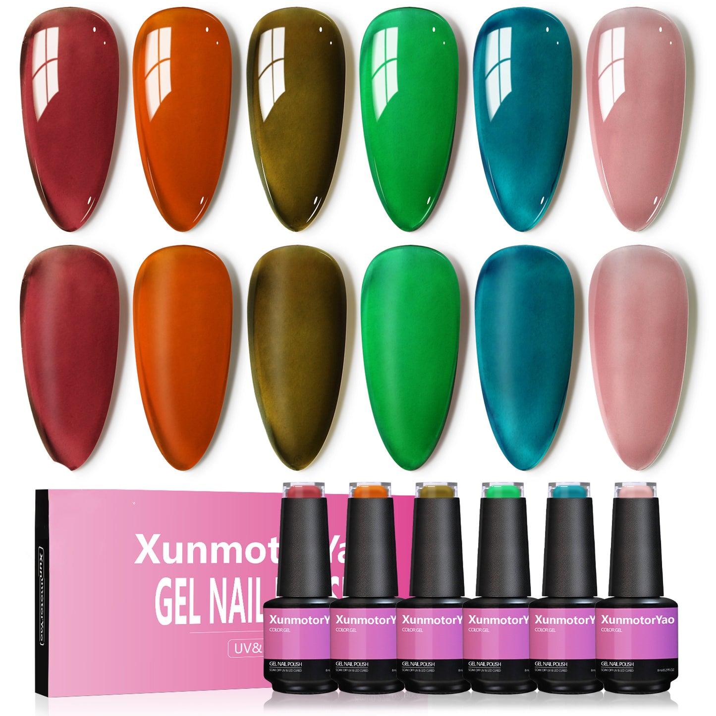 HENGYUAOLER Cordless Nail Drill & Gel Polish Starter Kit – 6 Colors