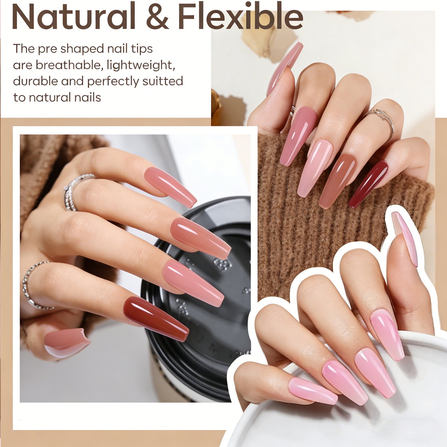 HENGYUAOLER Sheer Jelly Gel Nail Polish Set - 6 Colors Milky Nude & Translucent Pink Collection, Glass-Like Build-Up Soak Off UV/LED Gel Kit (8ml/0.27 fl.oz)