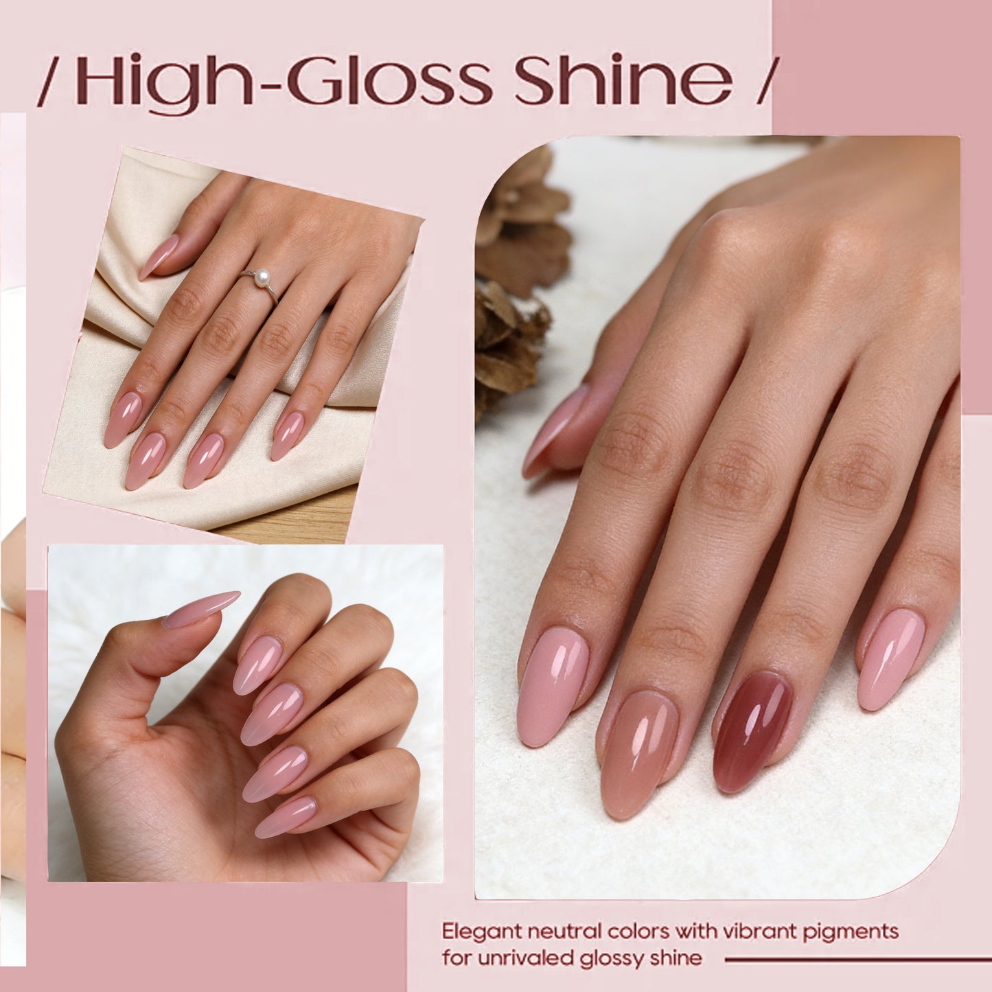 HENGYUAOLER Sheer Jelly Gel Nail Polish Set - 6 Colors Milky Nude & Translucent Pink Collection, Glass-Like Build-Up Soak Off UV/LED Gel Kit (8ml/0.27 fl.oz)