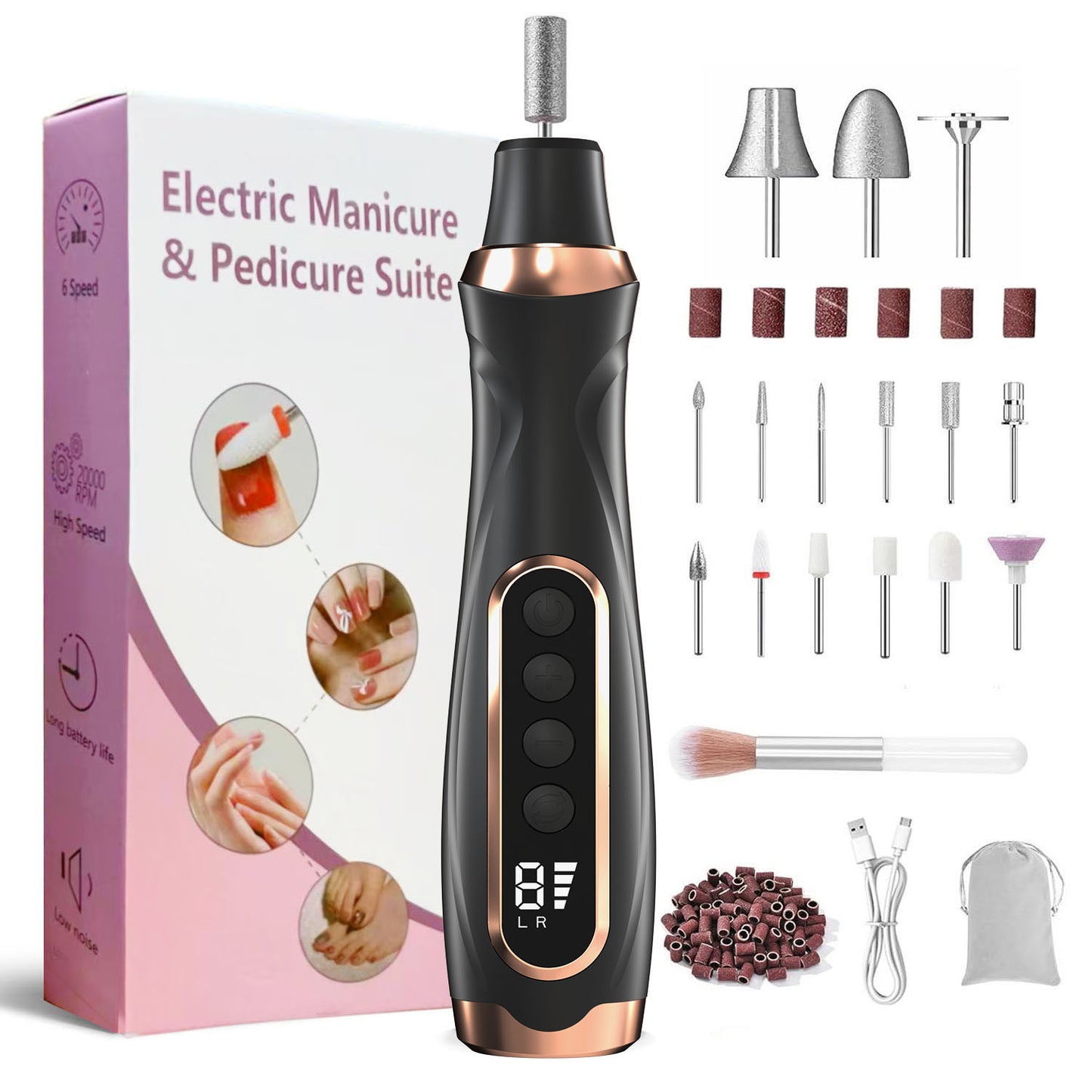 HENGYUAOLER 6-Speed Cordless Nail Drill