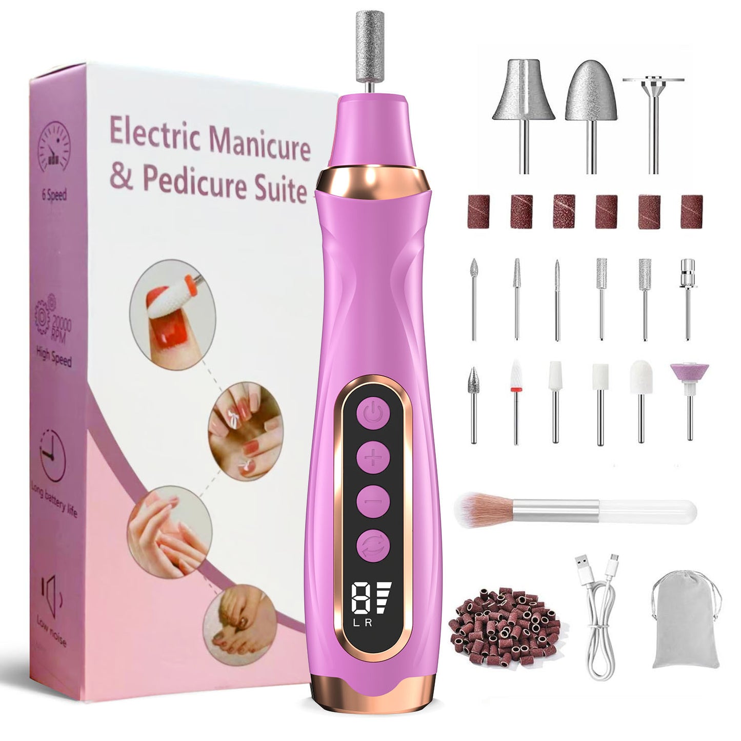 HENGYUAOLER 6-Speed Cordless Nail Drill