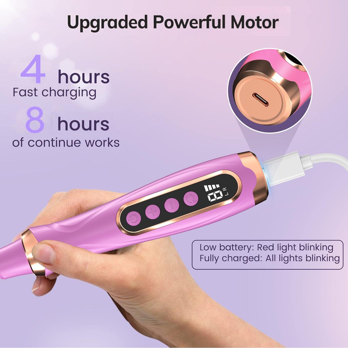 HENGYUAOLER 6-Speed Cordless Nail Drill