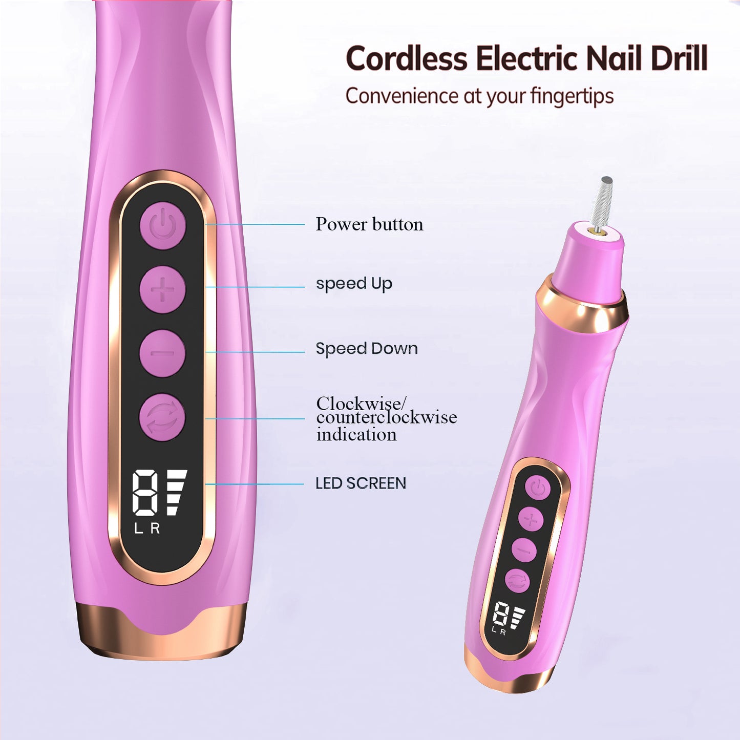 HENGYUAOLER 6-Speed Cordless Nail Drill