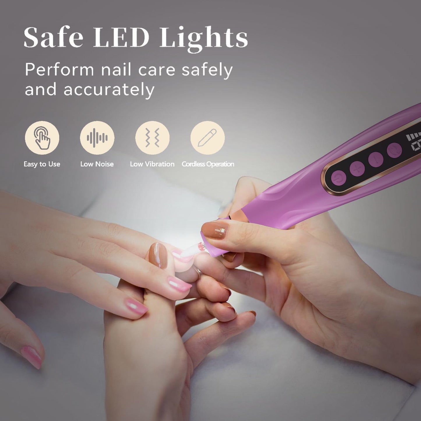 HENGYUAOLER Hourglass Cordless Nail Drill & Gel Polish Starter Kit - 2-in-1 Hand & Foot Salon Set with 15 Pro Bits, Callus Shapers, Lavender & Gold Edition