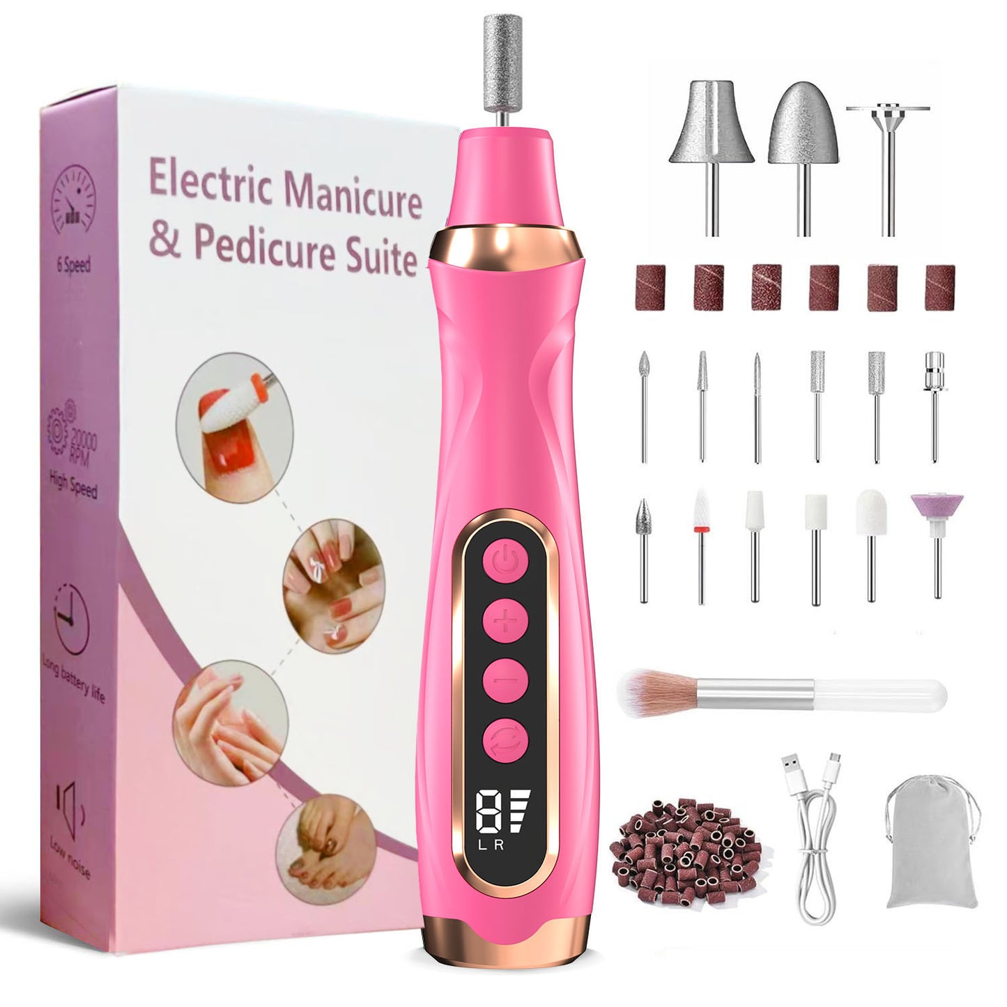HENGYUAOLER 6-Speed Cordless Nail Drill