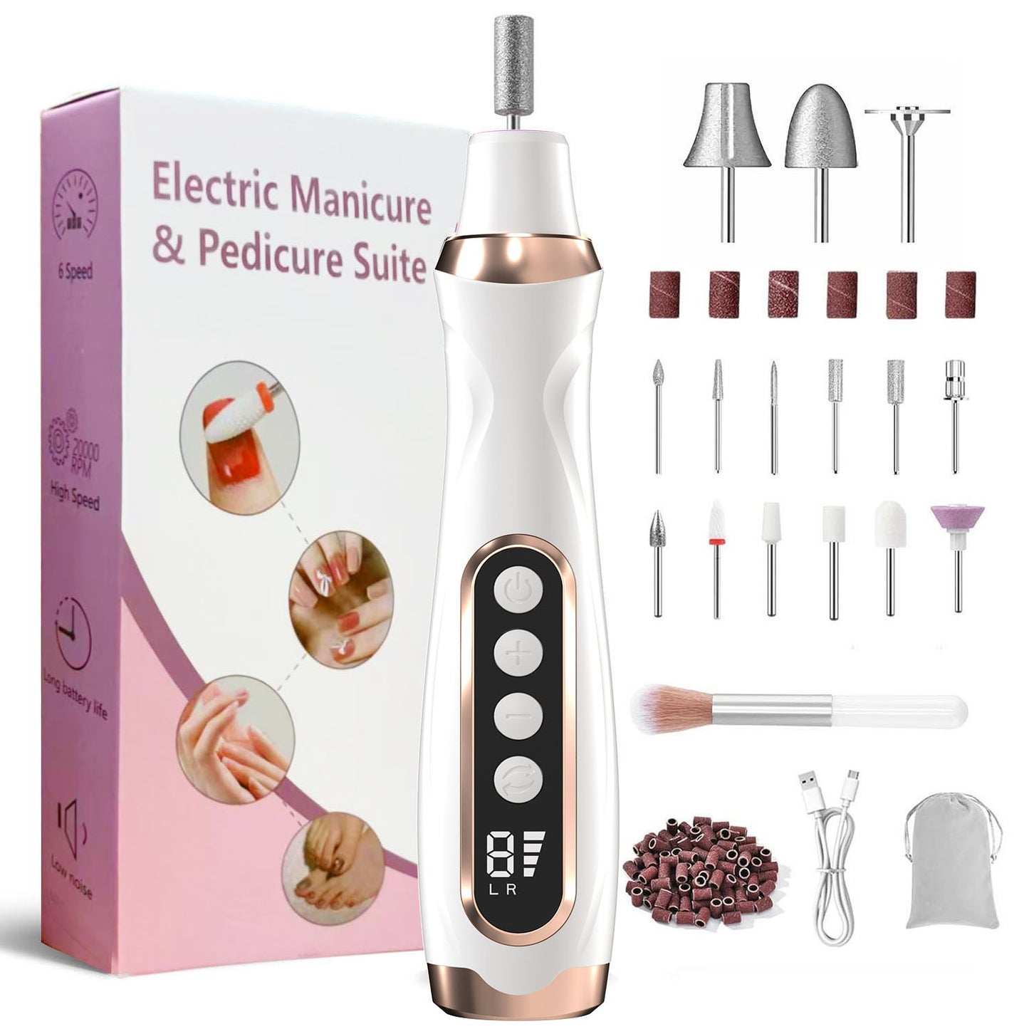HENGYUAOLER 6-Speed Cordless Nail Drill