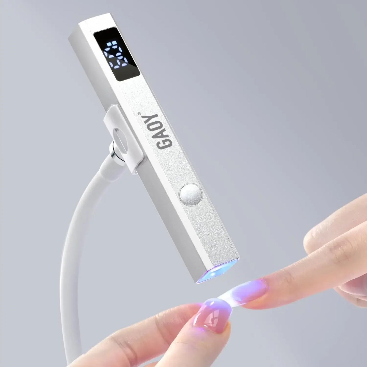 Cordless Nail Lamp with Stand, Mini UV Light for Gel Nails, Rechargeable USB Fast Curing, Silver