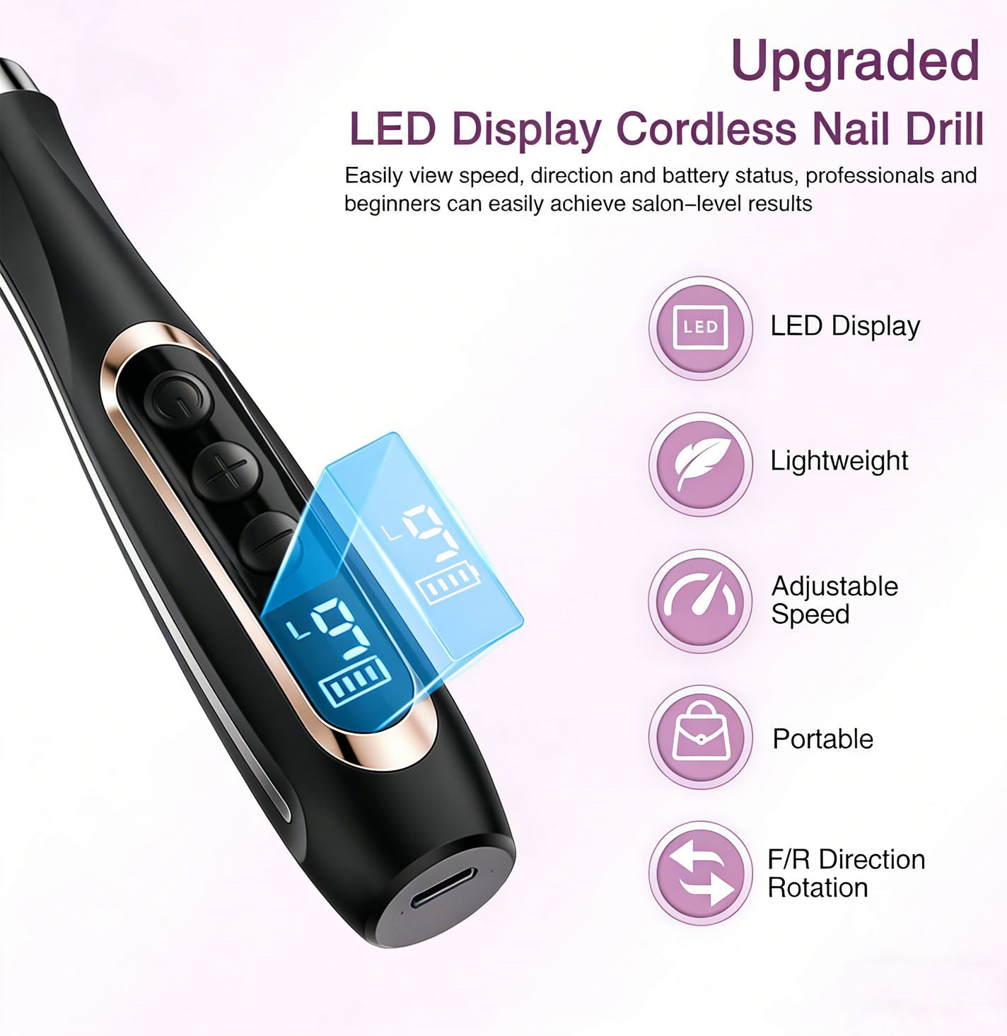 HENGYUAOLER 6th Gen Professional Cordless Nail Drill