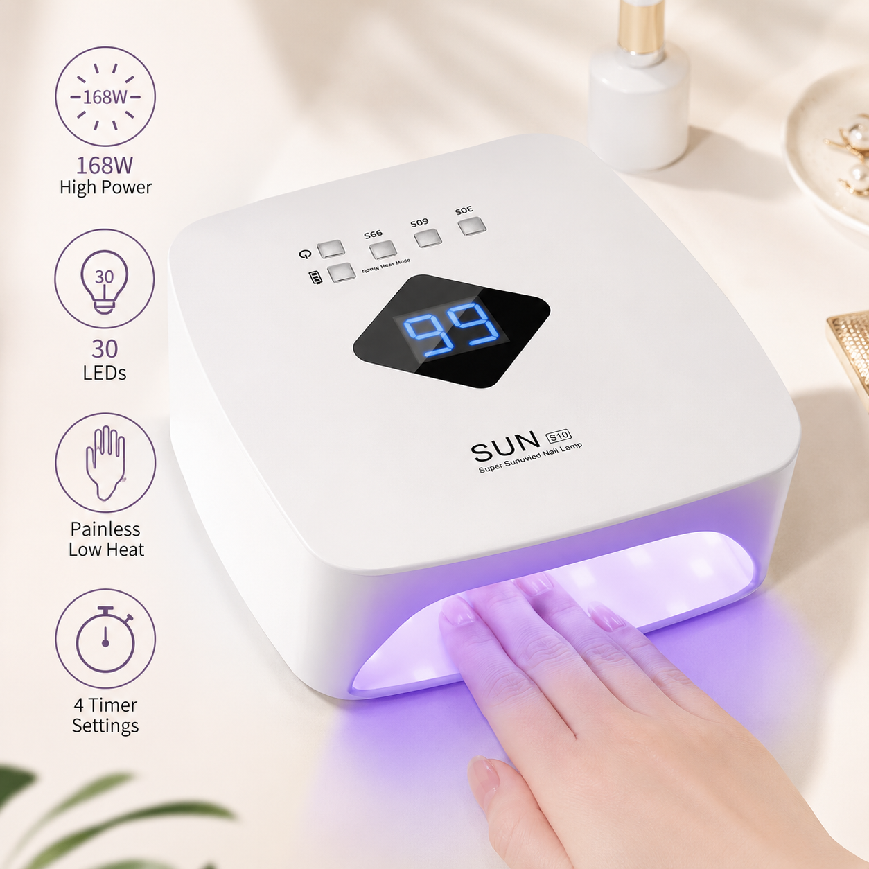 168W Cordless UV LED Nail Lamp | Salon-Quality Gel Curing at Home