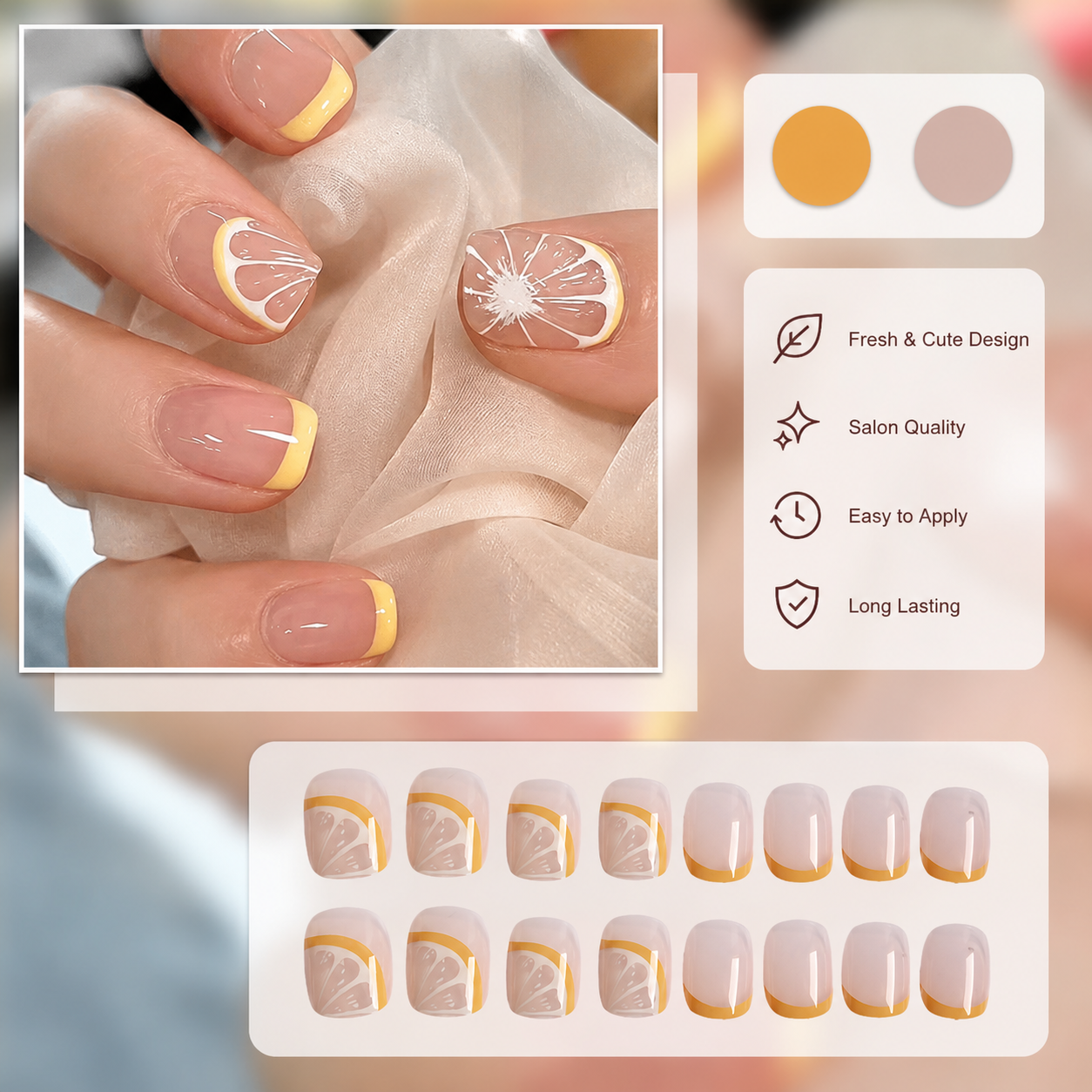 Handmade Press-On Nails – Reusable Glossy False Nails Set