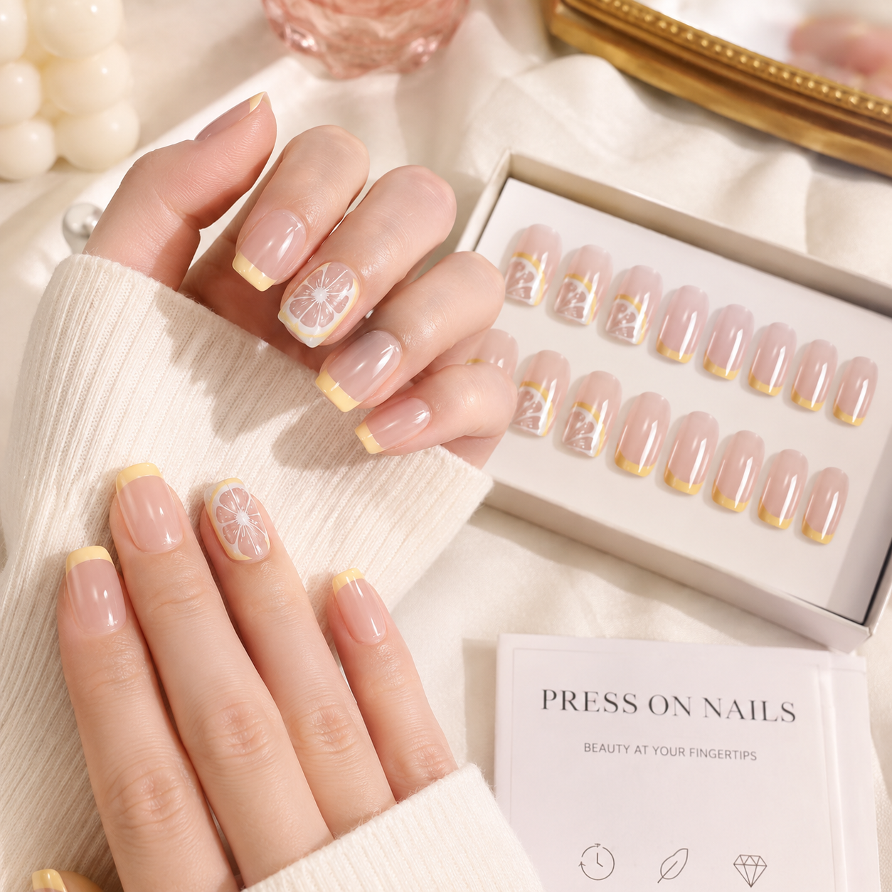 Handmade Press-On Nails – Reusable Glossy False Nails Set