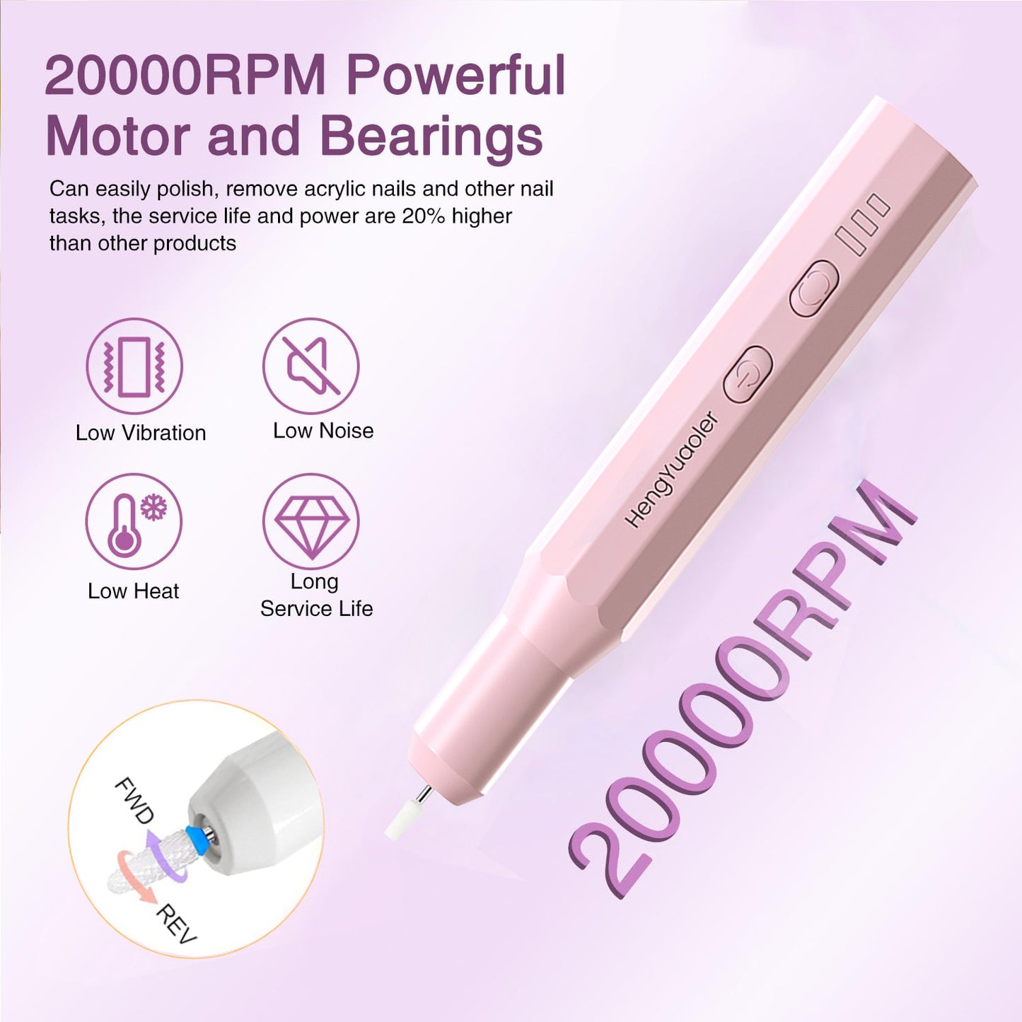 HENGYUAOLER Sweetheart Pink Edition 2-in-1 Cordless Nail Drill & 6-Color Gel Polish Starter Set - All-In-One Luxury Gift Box with Pink Bow, Matching Velvet Pouch & Nude Berry Shades
