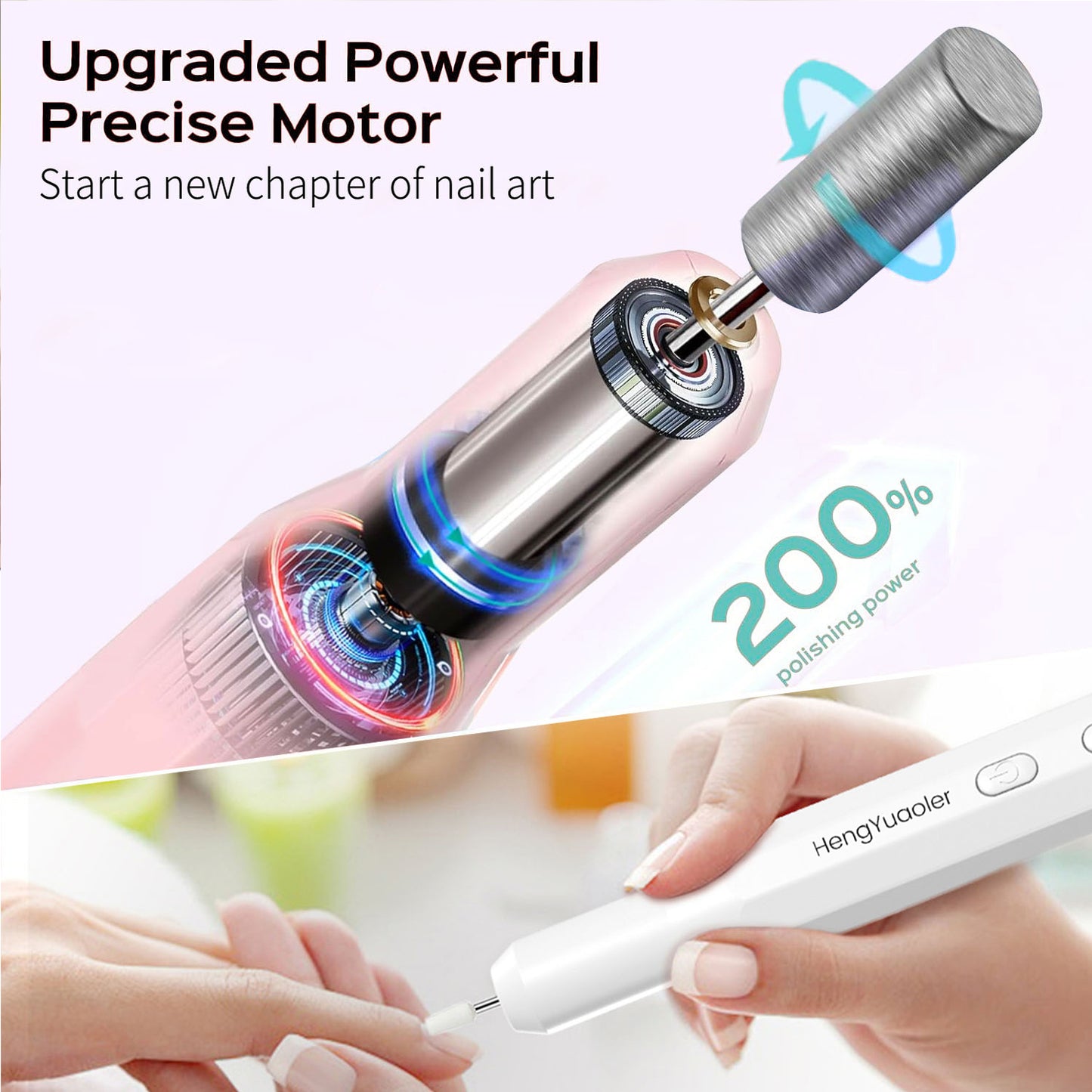 HENGYUAOLER Anti-Roll Portable 3-Speed Nail Drill